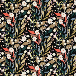 French Terry - bloemen - zwart - Swafing