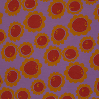 French Terry - bloemen - lila en rood - Swafing