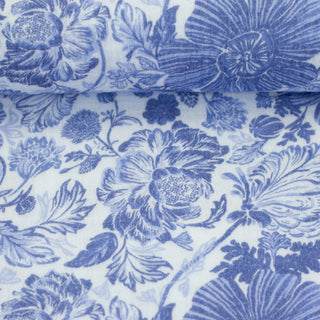 Double gauze - bloemen - blauw - Swafing