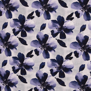 French Terry - bloemen - nachtblauw - Swafing