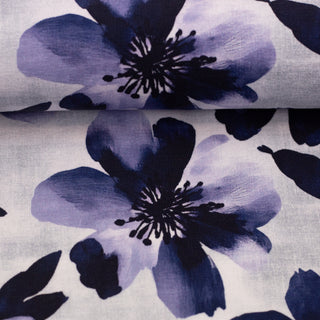French Terry - bloemen - nachtblauw - Swafing