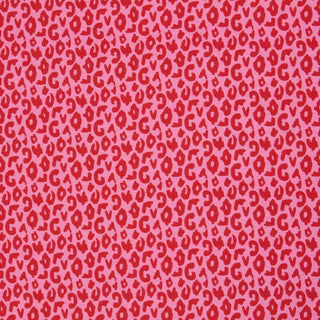 Katoentricot - leopard - roze & rood - Swafing