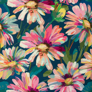 Viscosetricot - gebloemd - petrol - Swafing