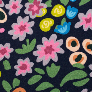 French Terry - bloemen - indigo - Swafing