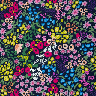 French Terry - bloemen - indigo - Swafing