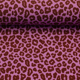 Katoentricot - leopard - paars - Swafing