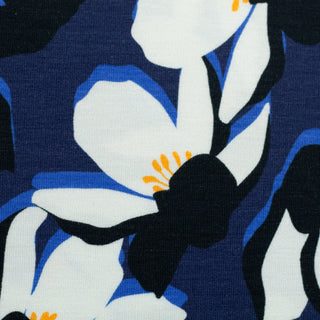 Viscosetricot - gebloemd - donkerblauw - Swafing