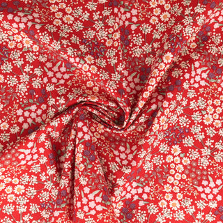 Popeline - bloemenweide - rood