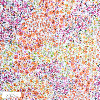 Seersucker - bloemen - oranje en roze - À La Ville