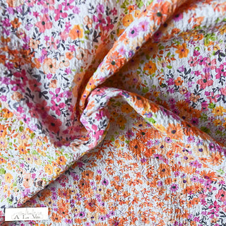 Seersucker - bloemen - oranje en roze - À La Ville