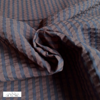Seersucker - gestreept - bruin en blauw II - À La Ville