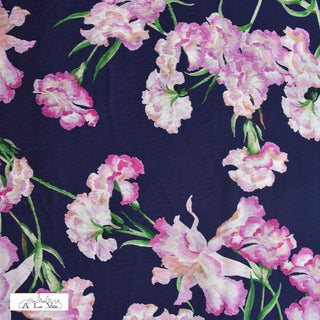 Crinkleviscose - bloemen - paarsblauw - À La Ville