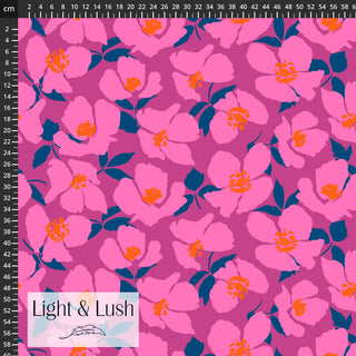 Viscose - bloemen - roze en blauw - Light & Lush