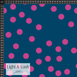 Viscose - maxi polka - blauw en roze - Light & Lush