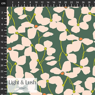 Viscose - bloemen - groen - Light & Lush