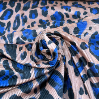 Ribfluweel Stretch - leopard - blauw - À La Ville