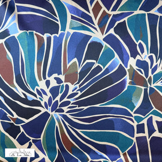 Satijn - bloemen - indigo - À La Ville