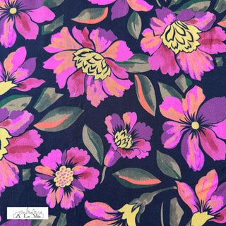 Viscose - gebloemd - zwart en roze - À La Ville