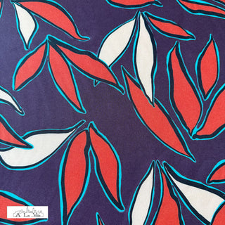 Premium broekenstof - print - botanisch - aubergine - À La Ville