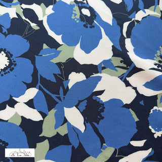 Premium broekenstof - print - gebloemd - blauw - À La Ville