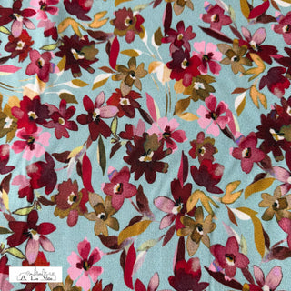 Viscose - bloemen - blauw en bordeaux -  À La Ville