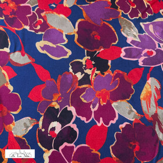 Viscose - bloemen - rood en blauw -  À La Ville
