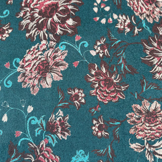 Soft knit - bloemen - petrol - À La Ville