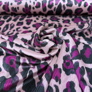 Ribfluweel Stretch - leopard - paars - À La Ville