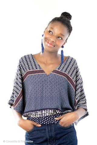 Viscose - geblokt - blauw - Swafing