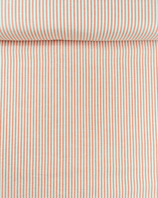 Viscose & katoen - gestreept - koraal