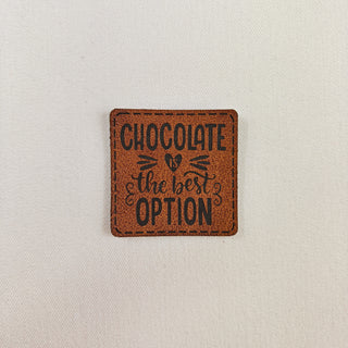 Naailabel - chocolate is the best option - lederlook