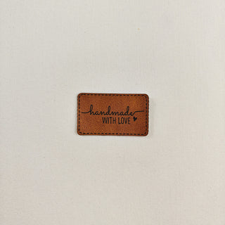 Naailabel - handmade with love - bruin - lederlook