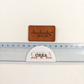 Naailabel - handmade with love - bruin - lederlook