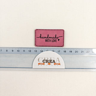 Naailabel - handmade with love - roze - lederlook