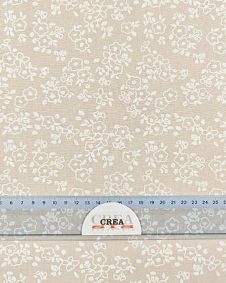 Popeline - bloemen - beige en wit