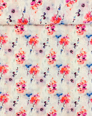 Broderie - bedrukt - gebloemd - roze