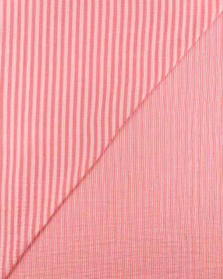 Double gauze - dubbelzijdig gestreept - koraalroze