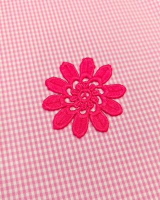 Sierlint - geborduurde bloemen - fluo-oranje