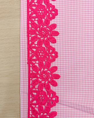 Sierlint - geborduurde bloemen - fluo-oranje