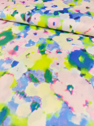 Hemdenpopeline - bloemen - fluo touch - Greenstock