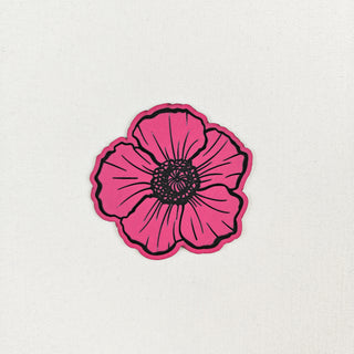 Naailabel - grote bloem - lederlook