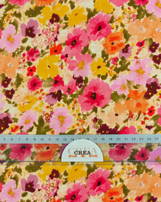 Double gauze - bloemen - geel & roze
