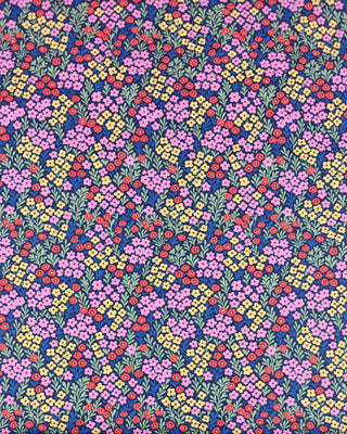 Popeline - bloemen - blauw & roze