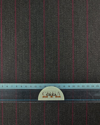 Viscose broekenstof - gestreept - antraciet & bordeaux - À La Ville
