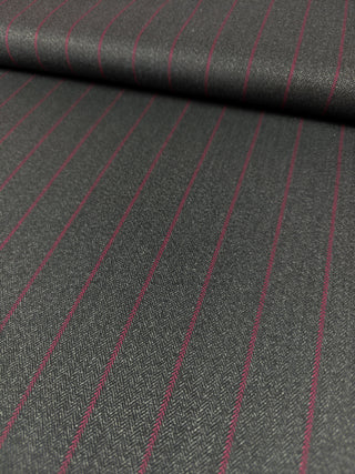 Viscose broekenstof - gestreept - antraciet & bordeaux - À La Ville