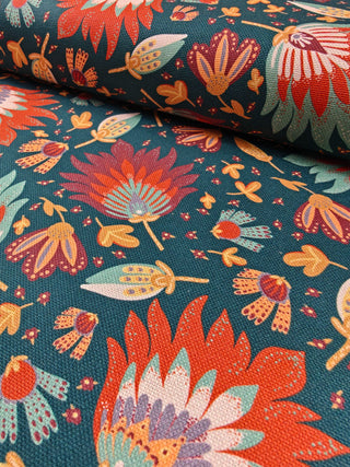 Canvas - vintage bloom - petrol - Swafing