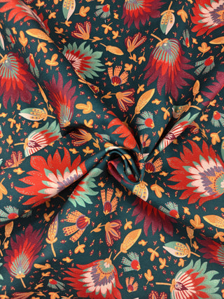 Canvas - vintage bloom - petrol - Swafing