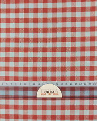 Flanel - vichy - roest & lichtblauw