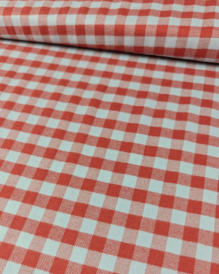 Flanel - vichy - roest & lichtblauw