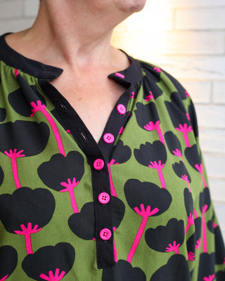 Damesbloes met half knopenpad